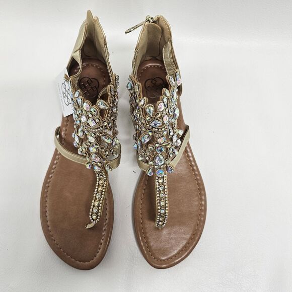 Daisy Fuentes “GLOW” Sandals Size 8.5M – Rhinestone Beaded Floral Design - Picture 9 of 16